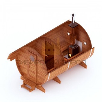 Баня-бочка круглая, 4 метра Общая длина 4000 мм Диаметр 2100 мм