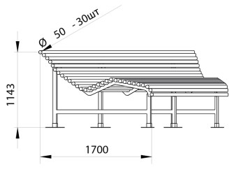 Лежанка трубчатая, прямая (AISI 316L) АС 04.170/L
